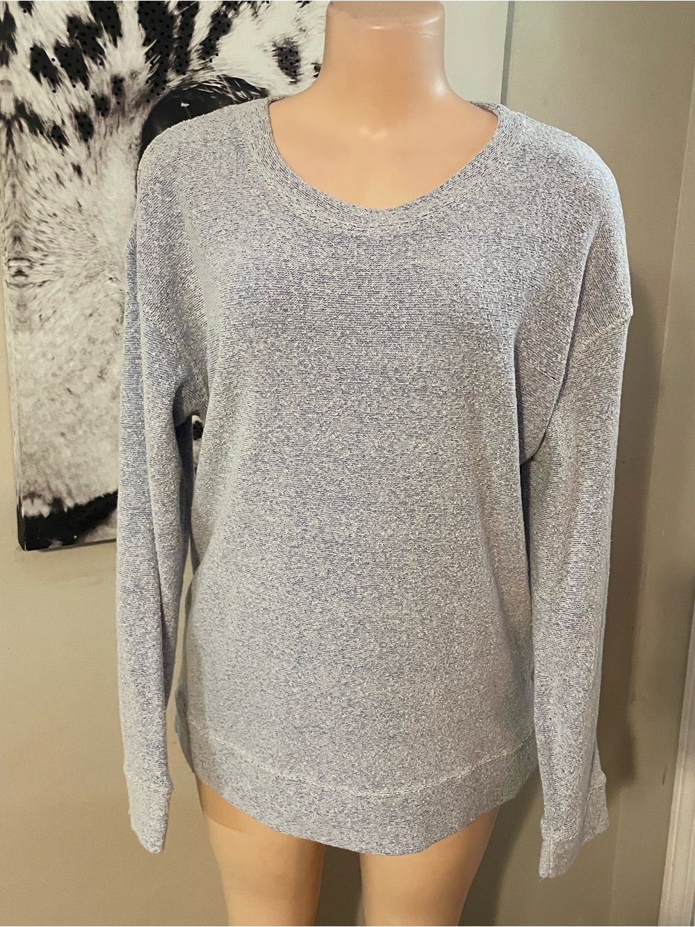 Pacific & Co heather Gray swoop neck Cozy Knit Sweater versatile soft woman XL
